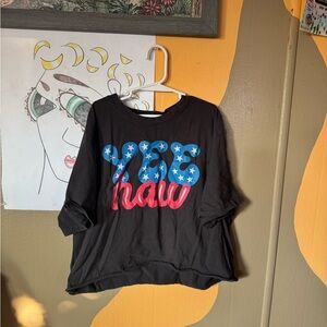 Black/grey 'Yee Haw' Graphic Short Sleeve Tee